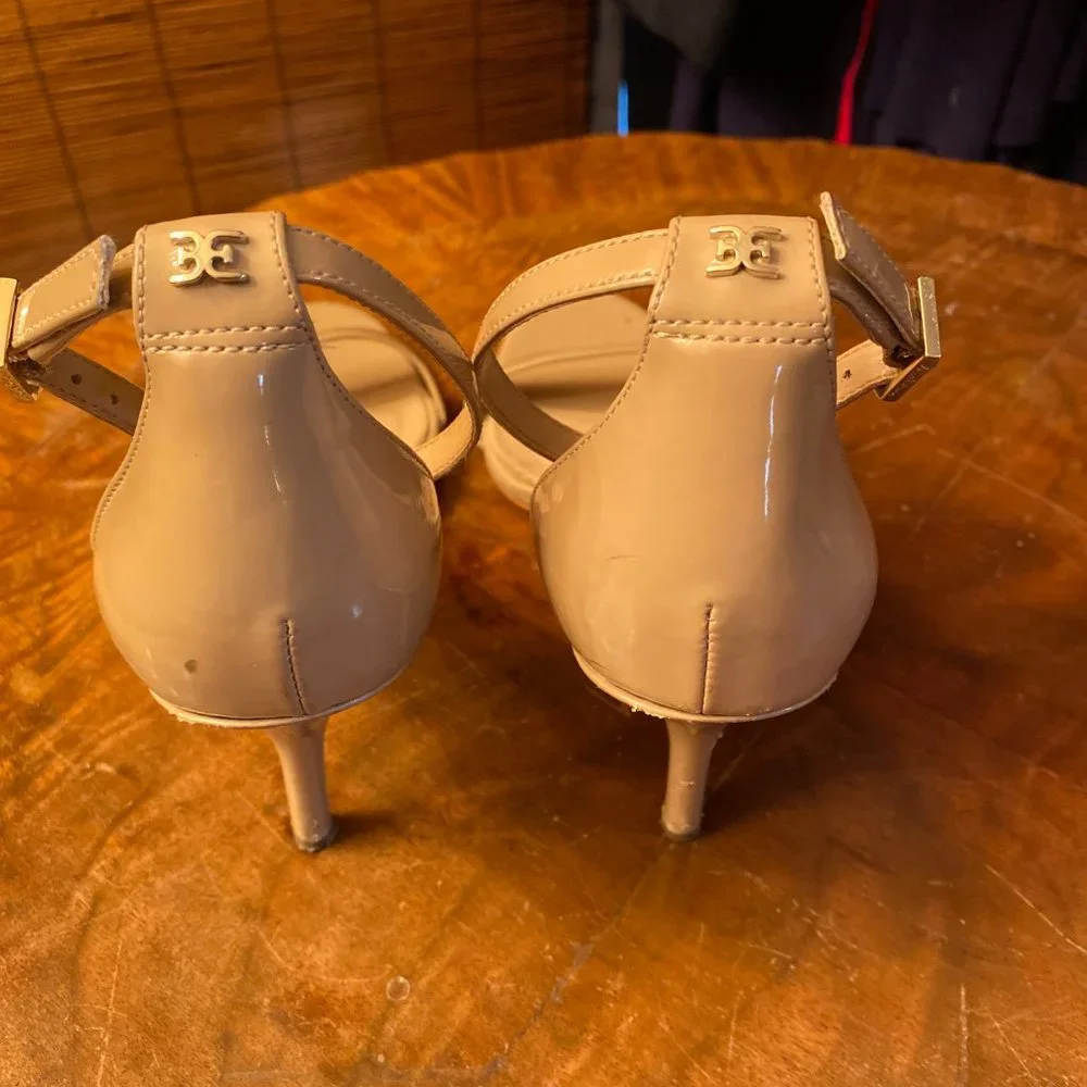 Sam Edelman Beige Patent Leather Strappy Heels size 7 - Picture 4 of 7